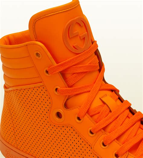 gucci sneakers neon orange|Gucci high top orange.